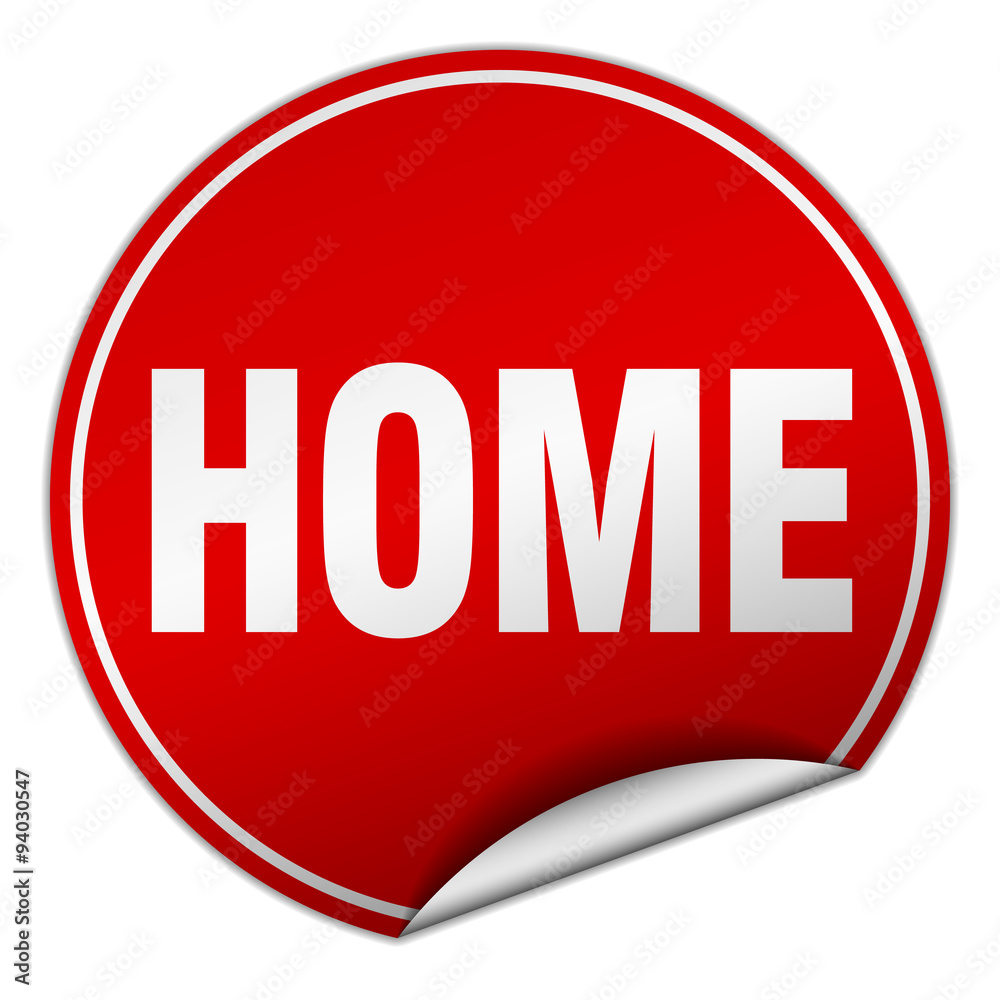 home round red sticker isolated on white home round red sticker isolated on white