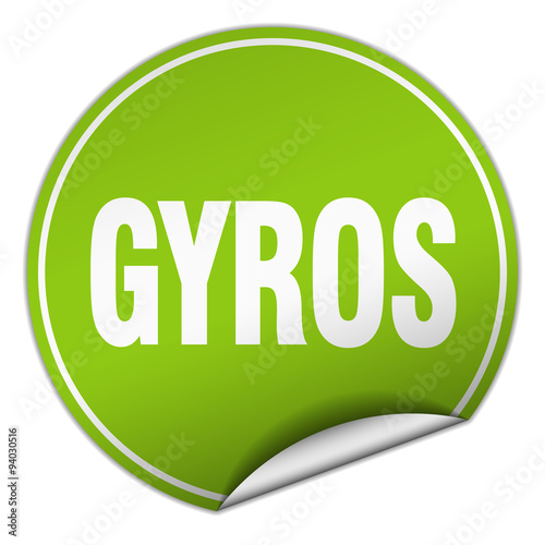 gyros round green sticker isolated on white