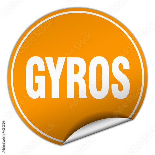 gyros round orange sticker isolated on white