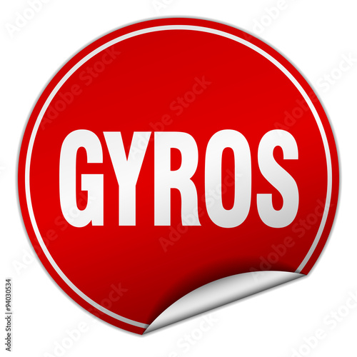 gyros round red sticker isolated on white