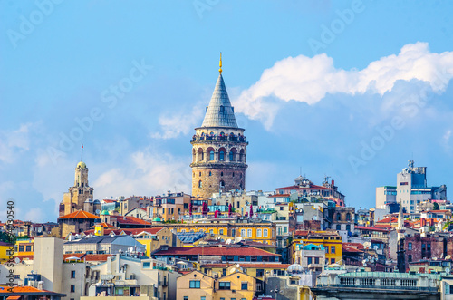 Canvas Print View over skyline of istanbul - beyoglu district - dominated by