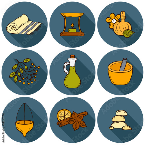 Ayurveda hand drawn icons