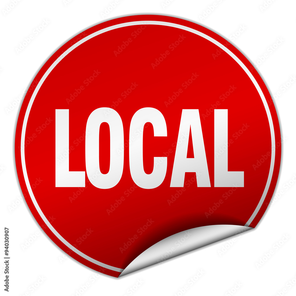 local round red sticker isolated on white local round red sticker isolated on white