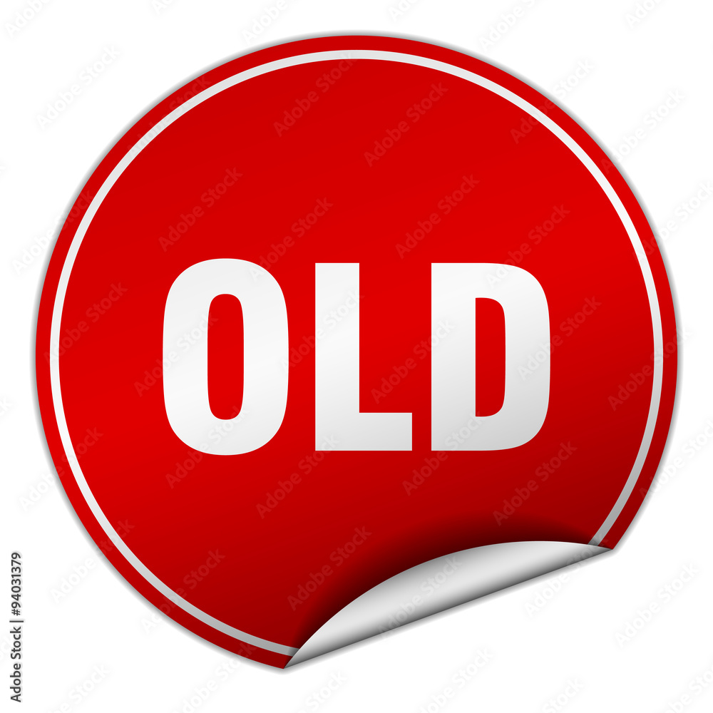 old round red sticker isolated on white old round red sticker isolated on white