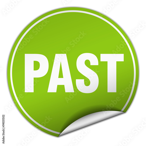 past round green sticker isolated on white