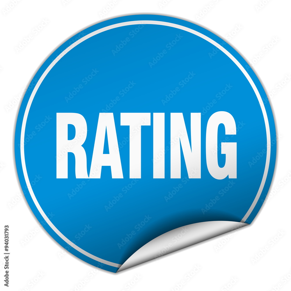 rating round blue sticker isolated on white rating round blue sticker isolated on white