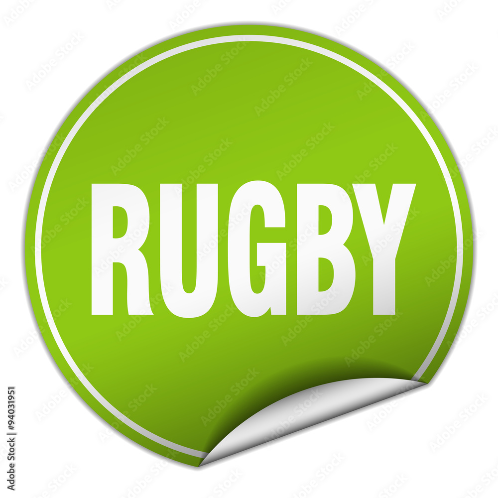rugby round green sticker isolated on white rugby round green sticker isolated on white
