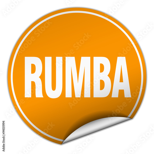 rumba round orange sticker isolated on white