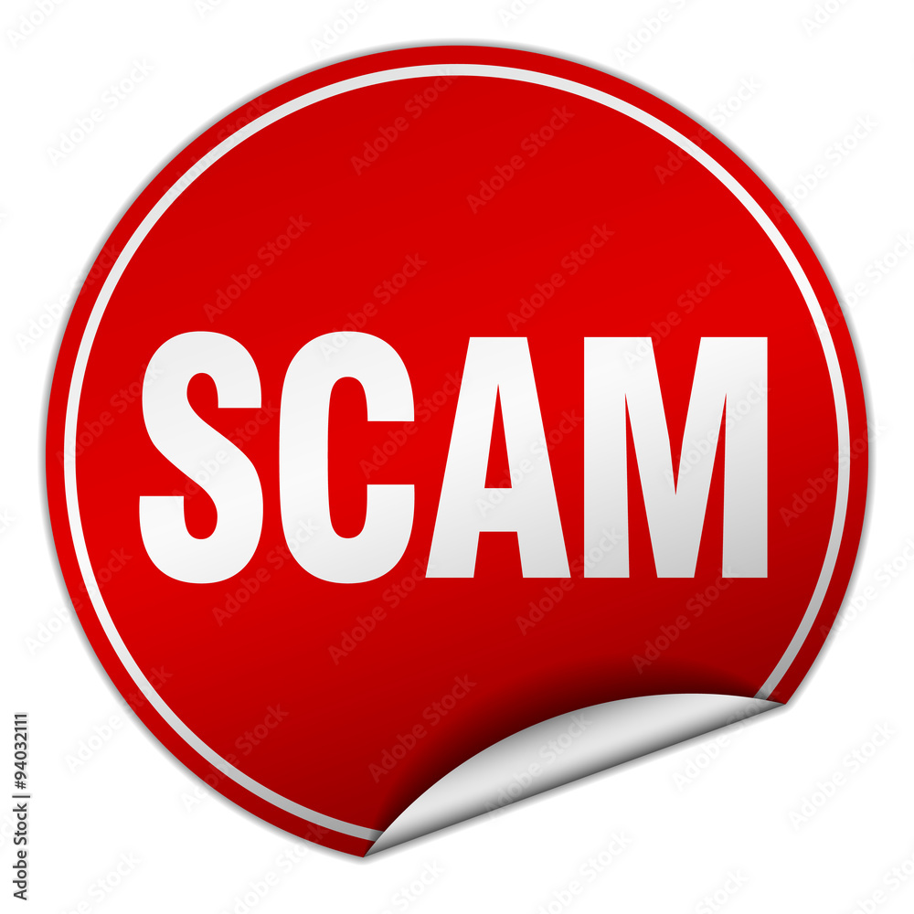 scam round red sticker isolated on white scam round red sticker isolated on white