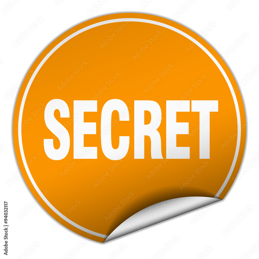 secret round orange sticker isolated on white secret round orange sticker isolated on white