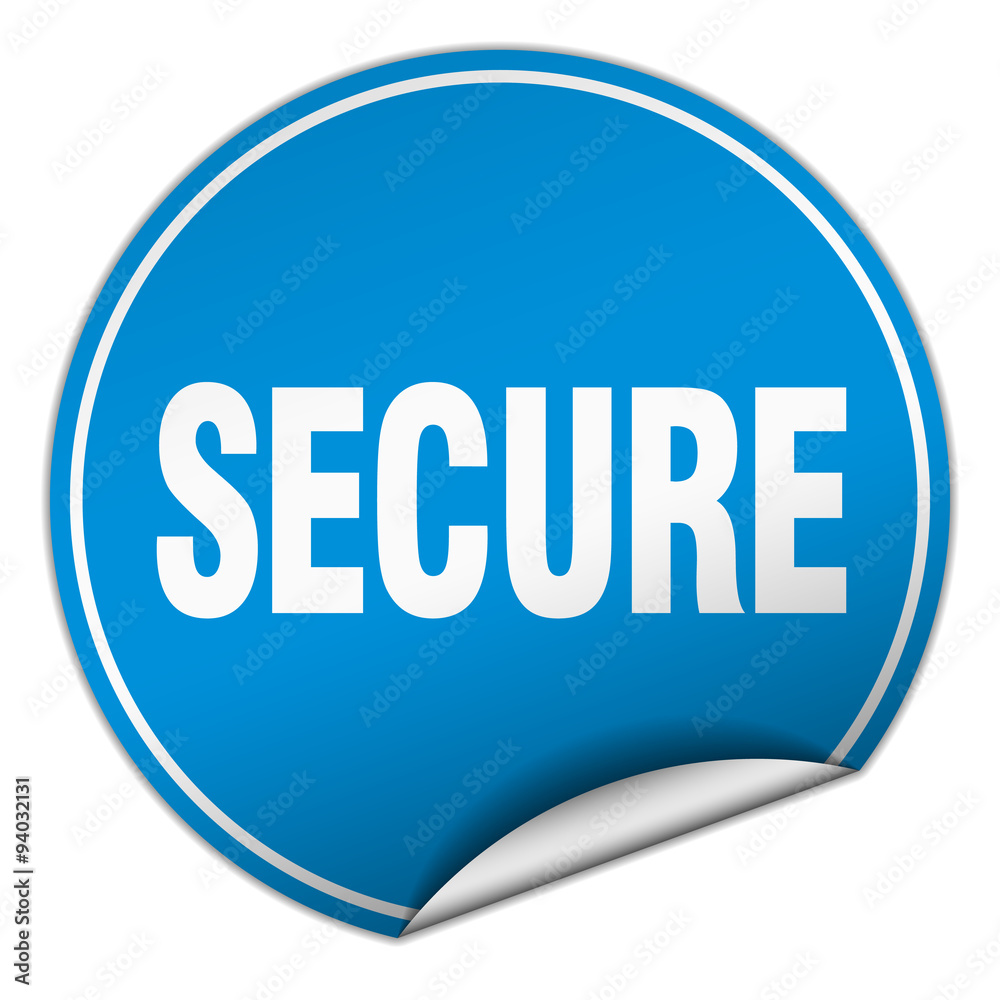 secure round blue sticker isolated on white secure round blue sticker isolated on white