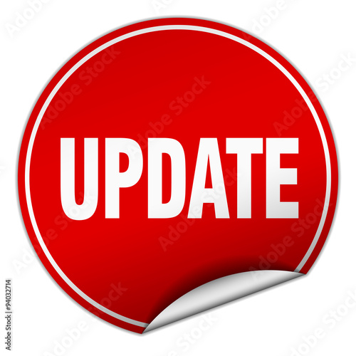 update round red sticker isolated on white