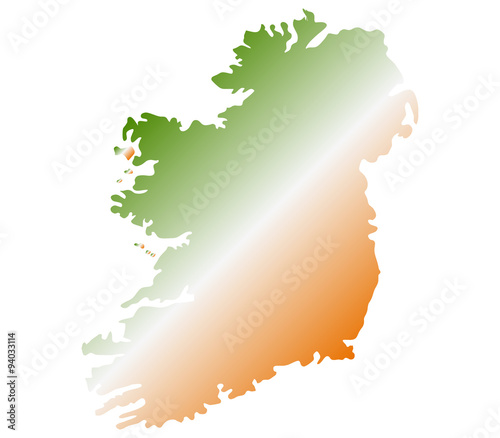 mappa irlanda su sfondo bianco