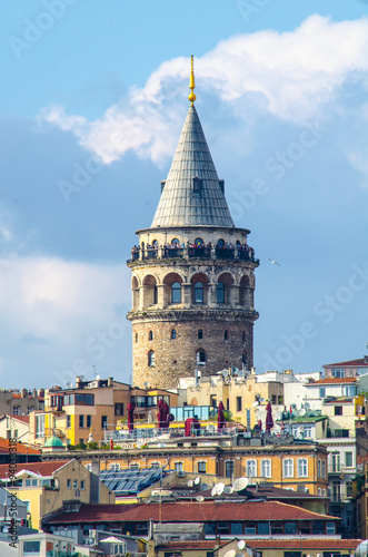 Photography View over skyline of istanbul - beyoglu district - dominated by