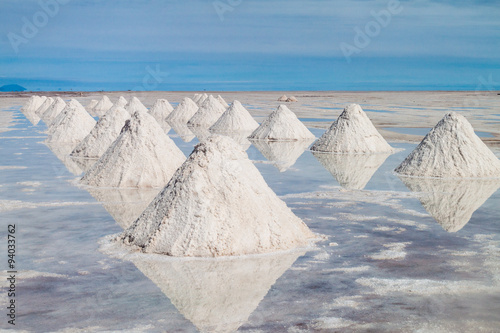 Hills of salt - salt extraction area at the world's biggest salt plain Salar de Uyuni, Bolivia photo