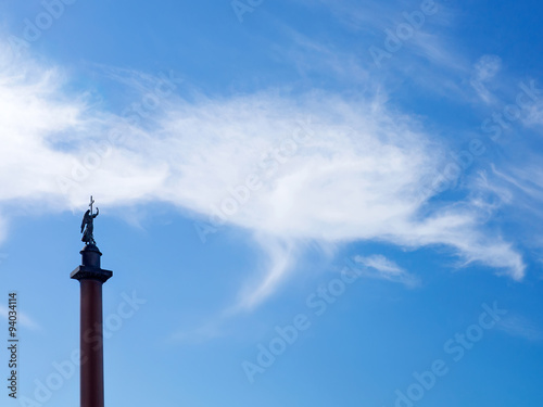 Cloudy sky background with Alexander Column  St.Petersburg  Russ