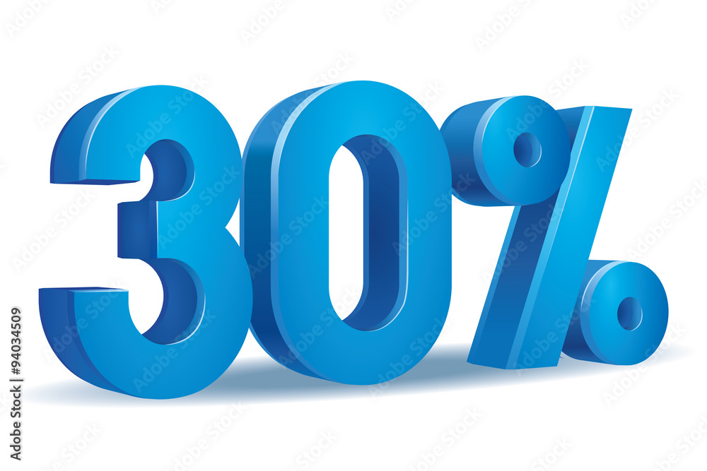 Vector of 30 percent in white background