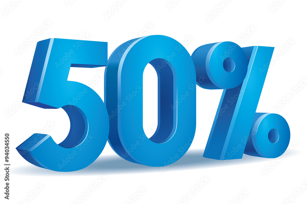 Vector of 50 percent in white background