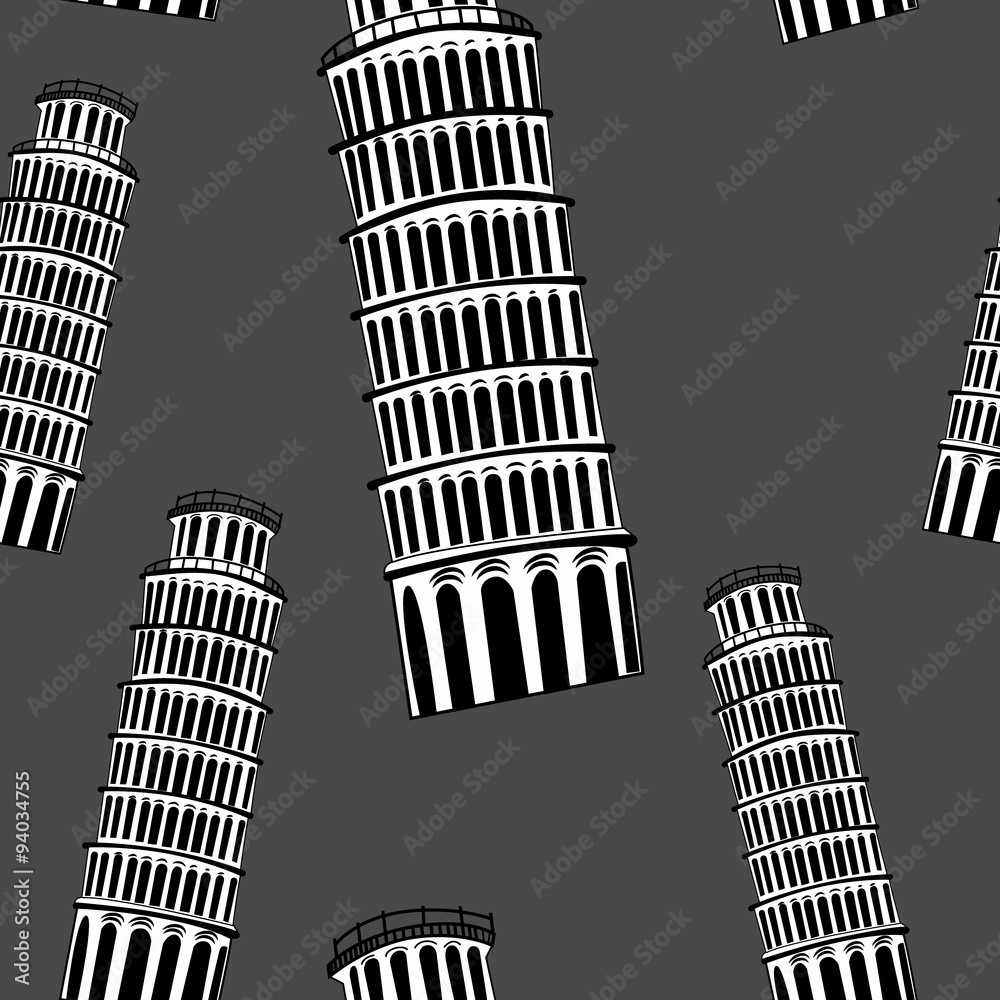 Sketch Pisa tower  seamless pattern