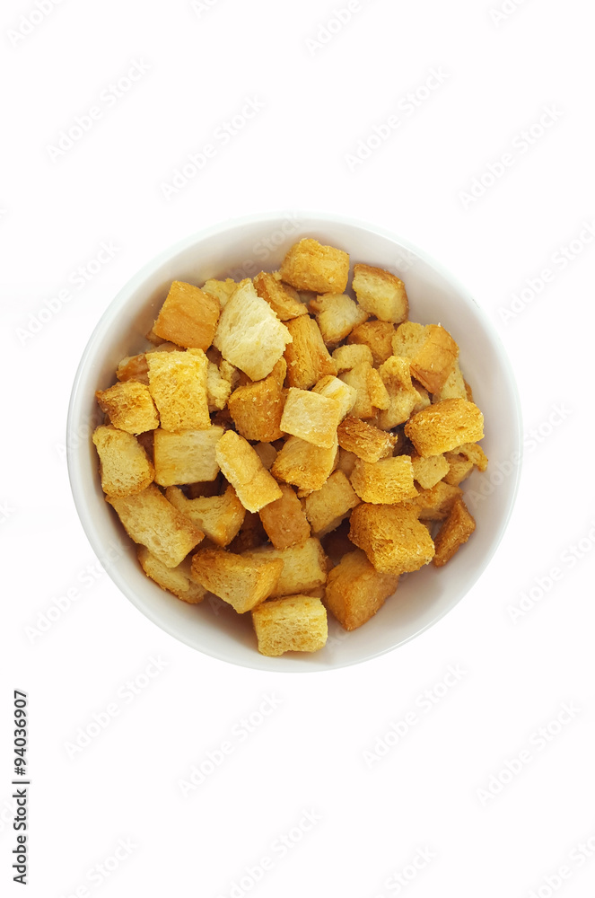 Crispy bread on white background Crispy bread on white background