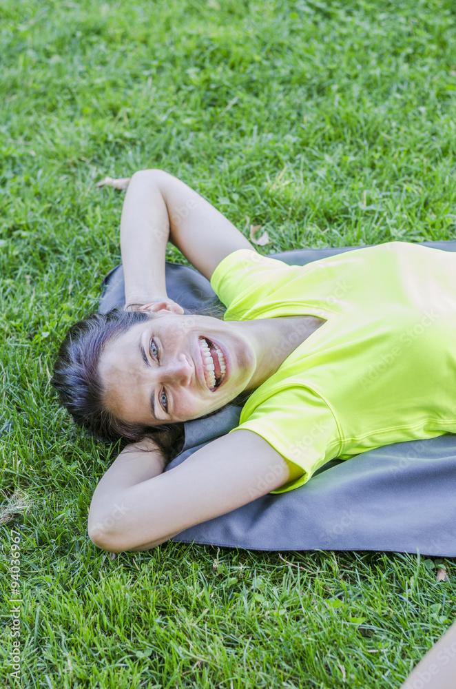 Girl is happy doing exercise. Girl is happy doing exercise.