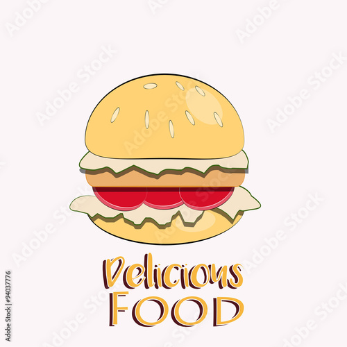 Delicious Food Illustration Over Color Background