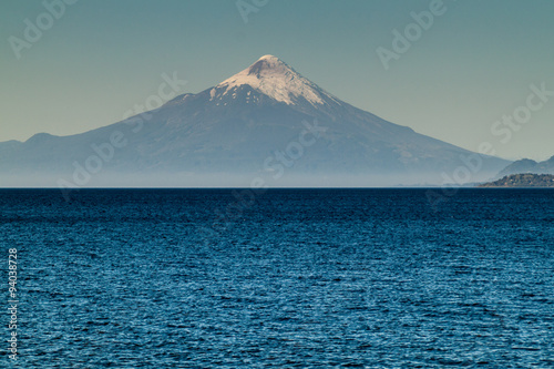 View of Osorno Volcano over Llanquihue lake, Chile photo
