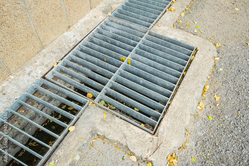 steel drainage of the asphalt road