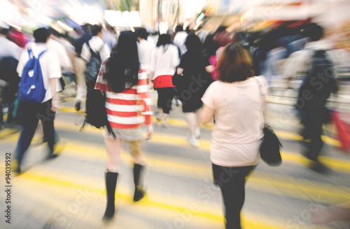 People in Hong Kong Walking Cross Road Concept