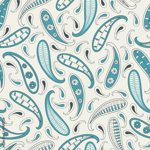 Vector seamless pattern with paisley in retro style. Seamless patterns are used in textile design, postcards, calendars, websites, wallpapers, packages.