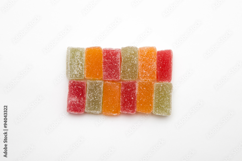 colors marmalade in sugar isolated on white colors marmalade in sugar isolated on white