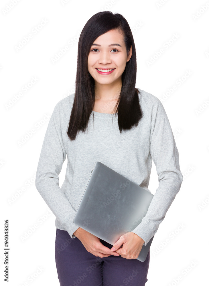 Fototapeta premium Woman hold with notebook computer