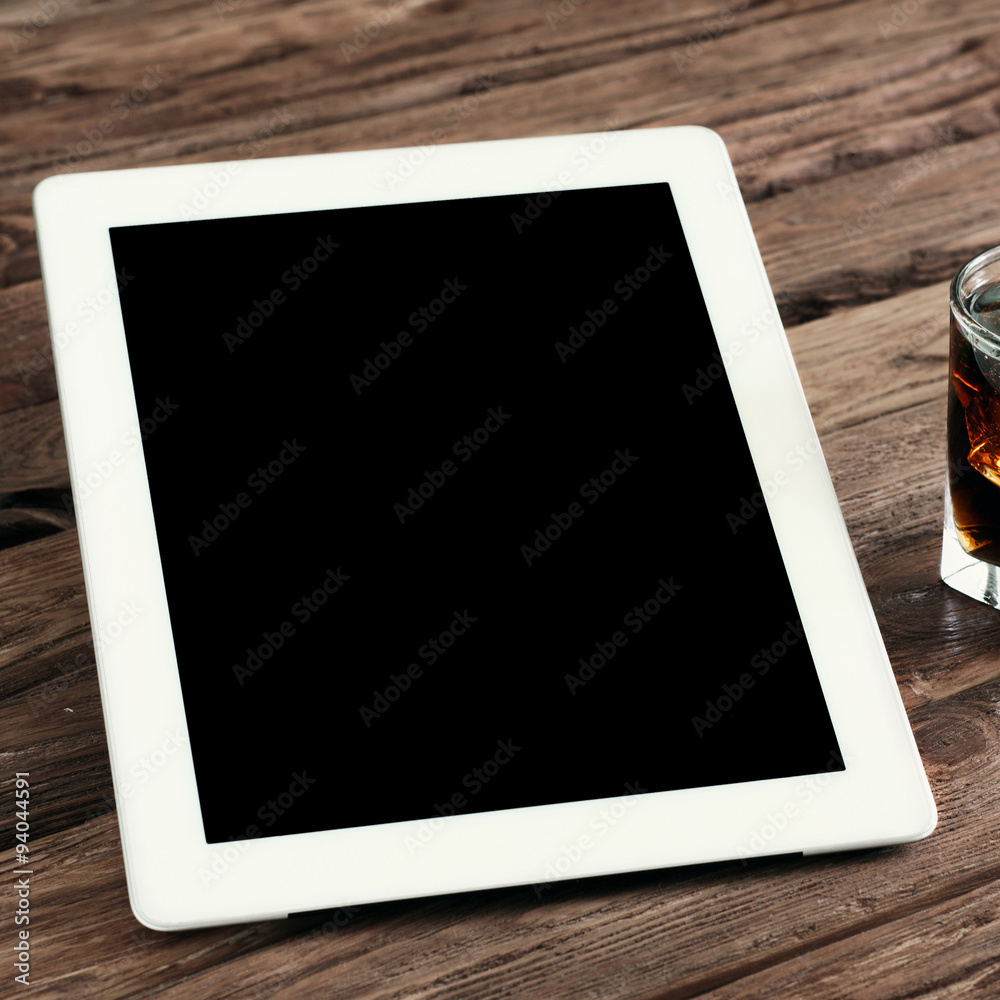 White tablet computer with a blank screen White tablet computer with a blank screen