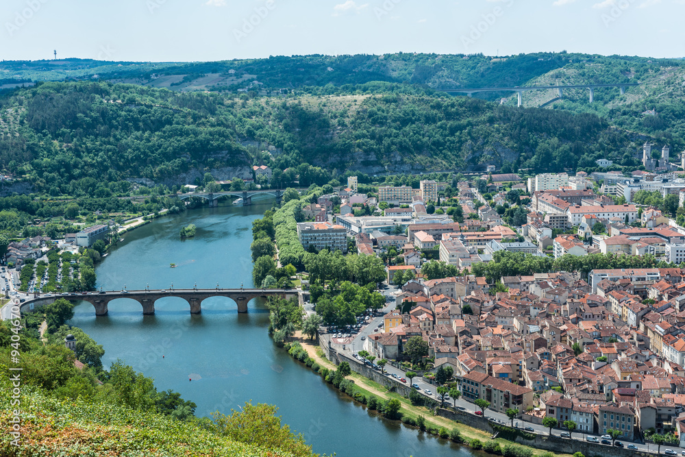 Cahors from Mont Saint Cyr in Lot, France.