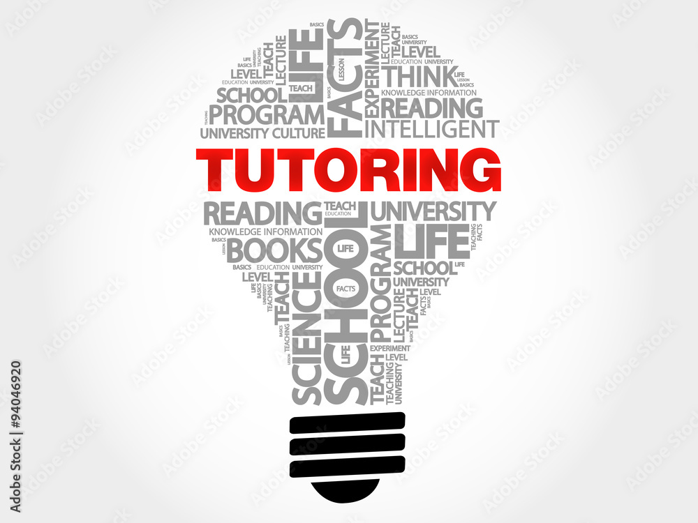 TUTORING bulb word cloud, business concept TUTORING bulb word cloud, business concept