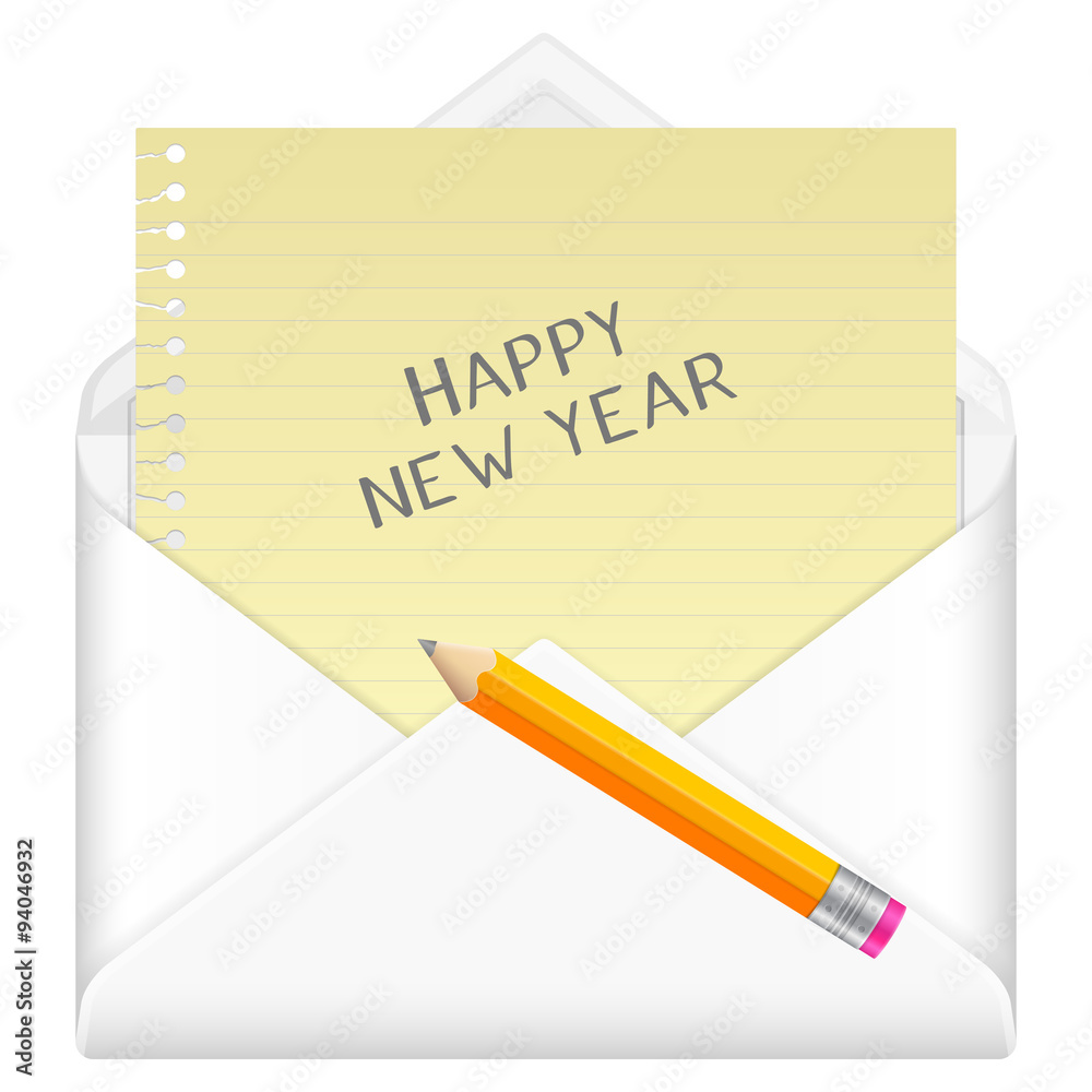 envelope with happy new year envelope with happy new year