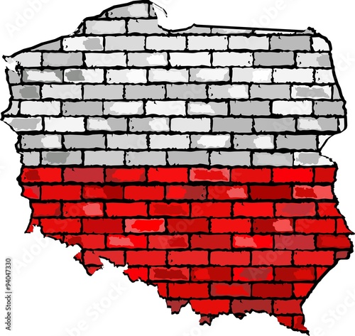 Poland map on a brick wall,
Grunge map and flag of Poland on a brick wall, 
Map of the Poland with flag inside, 
Poland map painted on brick wall, 
Abstract grunge Polish flag in brick style