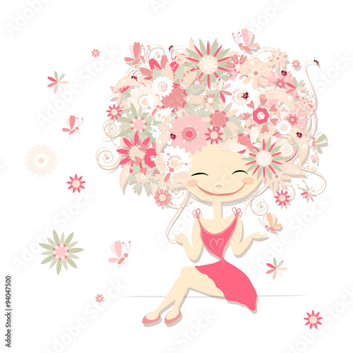 Floral girl for your design