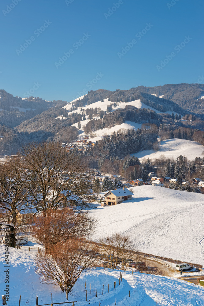 Beautiful winter landscape in the region of Gruyere Beautiful winter landscape in the region of Gruyere