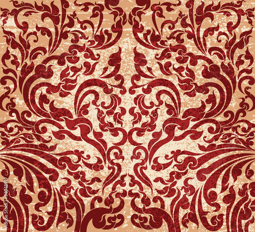 Antique floral art pattern grunge style vector background