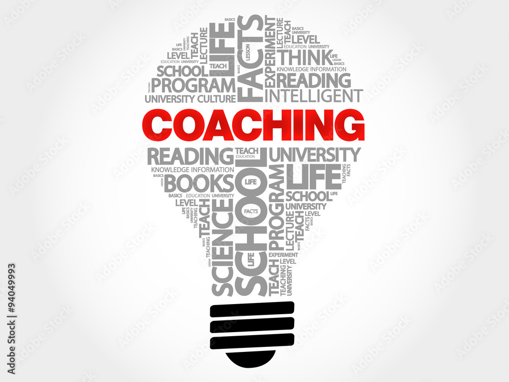 COACHING bulb word cloud, business concept