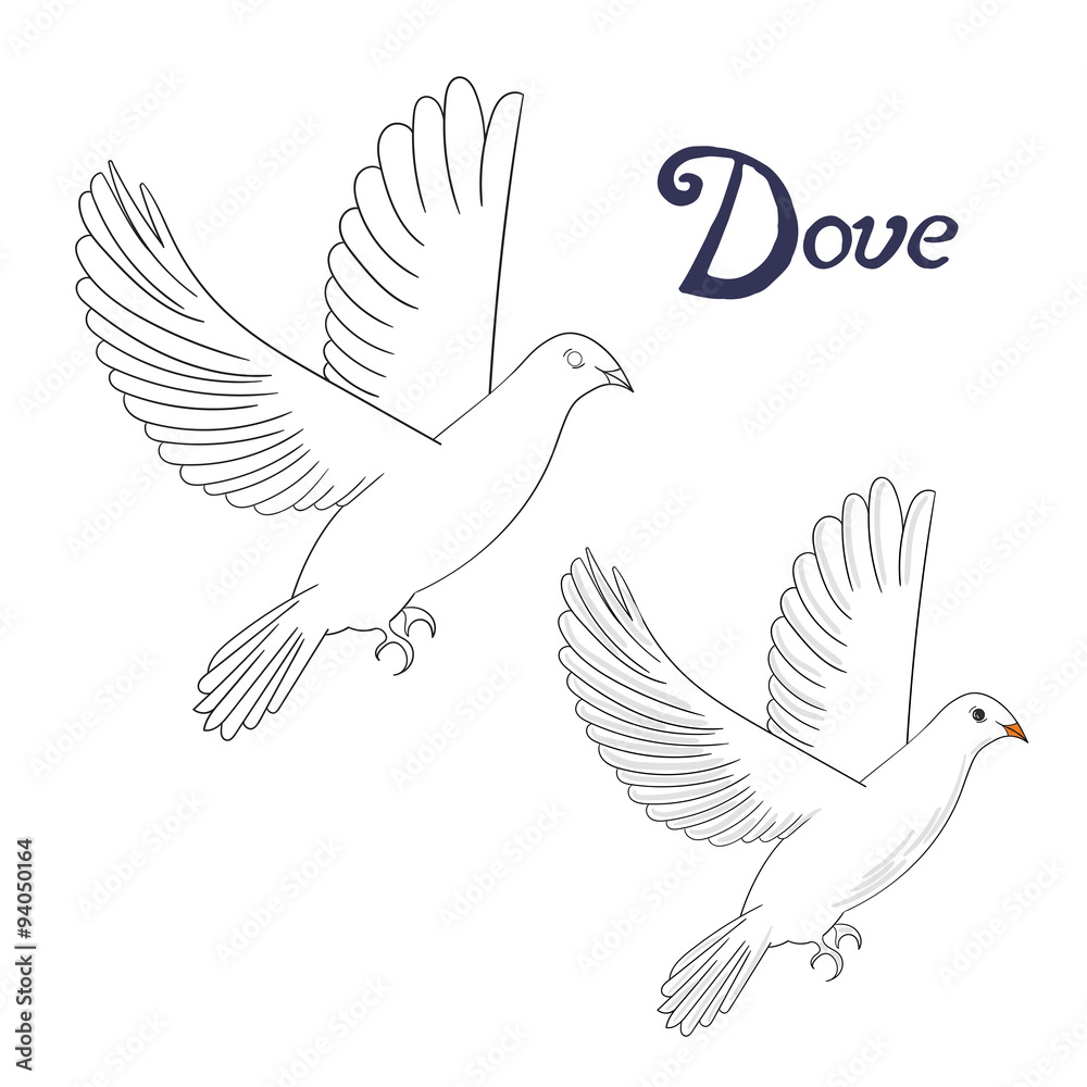 Fototapeta premium Educational game coloring book dove bird