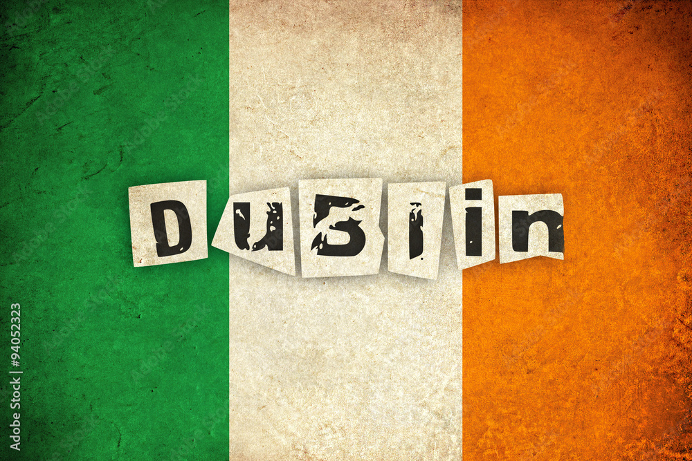 Obraz premium Ireland grunge flag with text