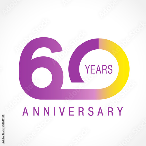 60 anniversary classic logo. The plain ordinary logotype of 60th birthday. 