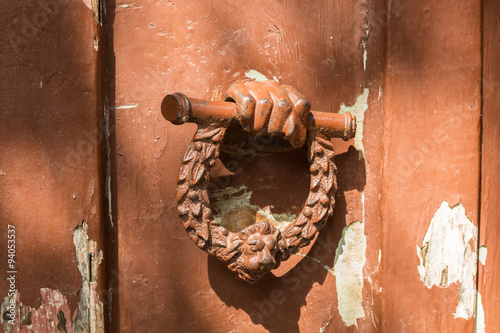door knocker on an old wooden house, Burgaz Island, Istanbul, Turkey