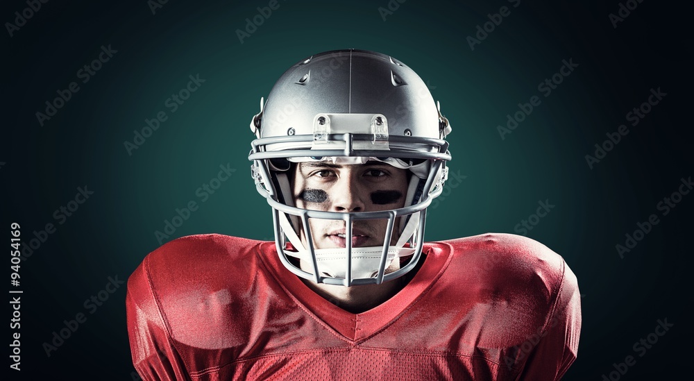 Composite image of portrait of determined sportsman Composite image of portrait of determined sportsman