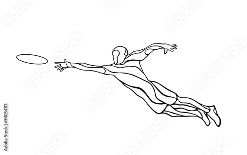 Sportsman throwing frisbee. Vector illustration