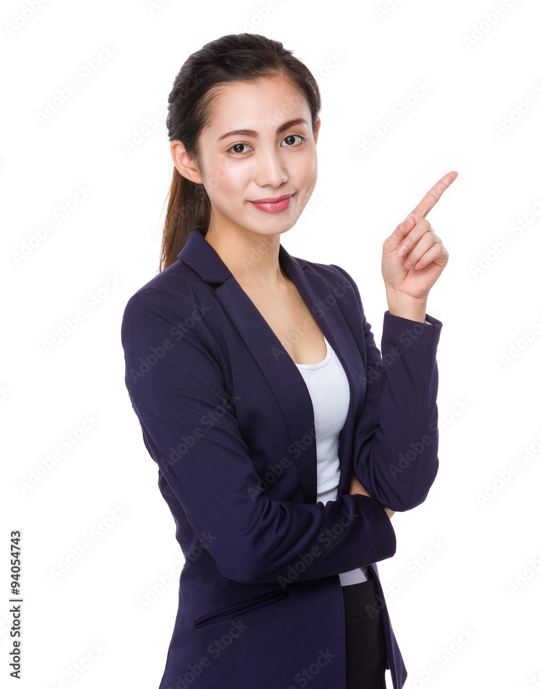 Asian Young Businesswoman with finger point up Asian Young Businesswoman with finger point up