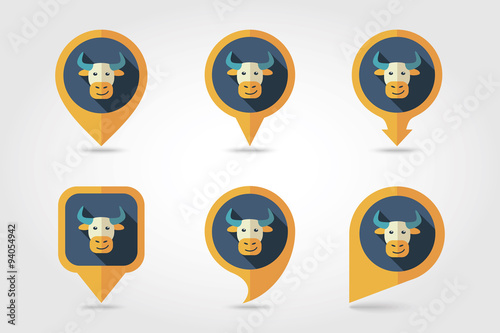Bull mapping pins icons