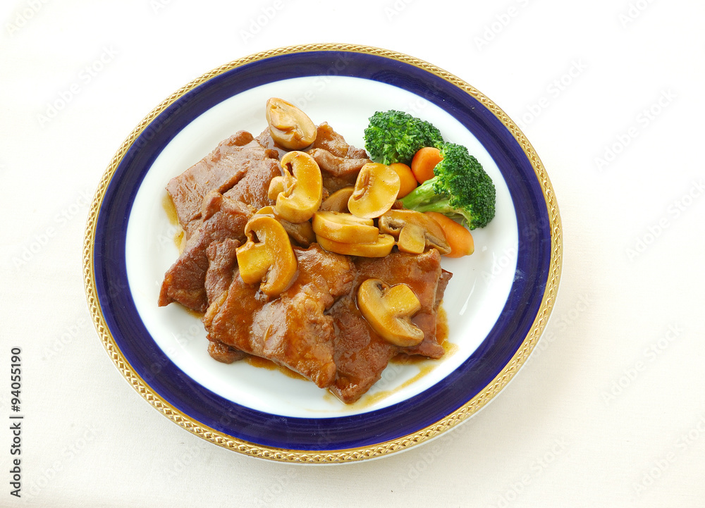 Veal chop with oyster sauce.	chinese cuisine. yumcha, chinese food. 

